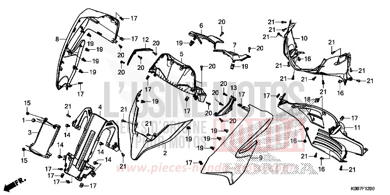 GAINE DE PROTECTION AVANT/TABLEAU DES COMPTEURS de Forza 300 PEARL NIGHTSTAR BLACK (NHA84) 2019